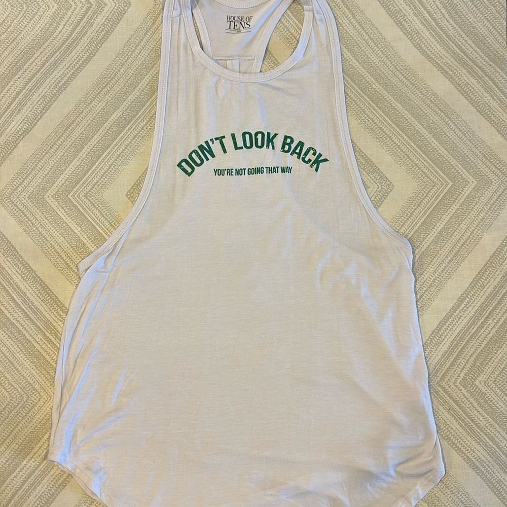 House of Tens Women’s White ‘Don’t Look Back’ White Tank Top - Size L